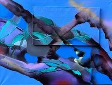 Things are piling up. Composition of two canvases